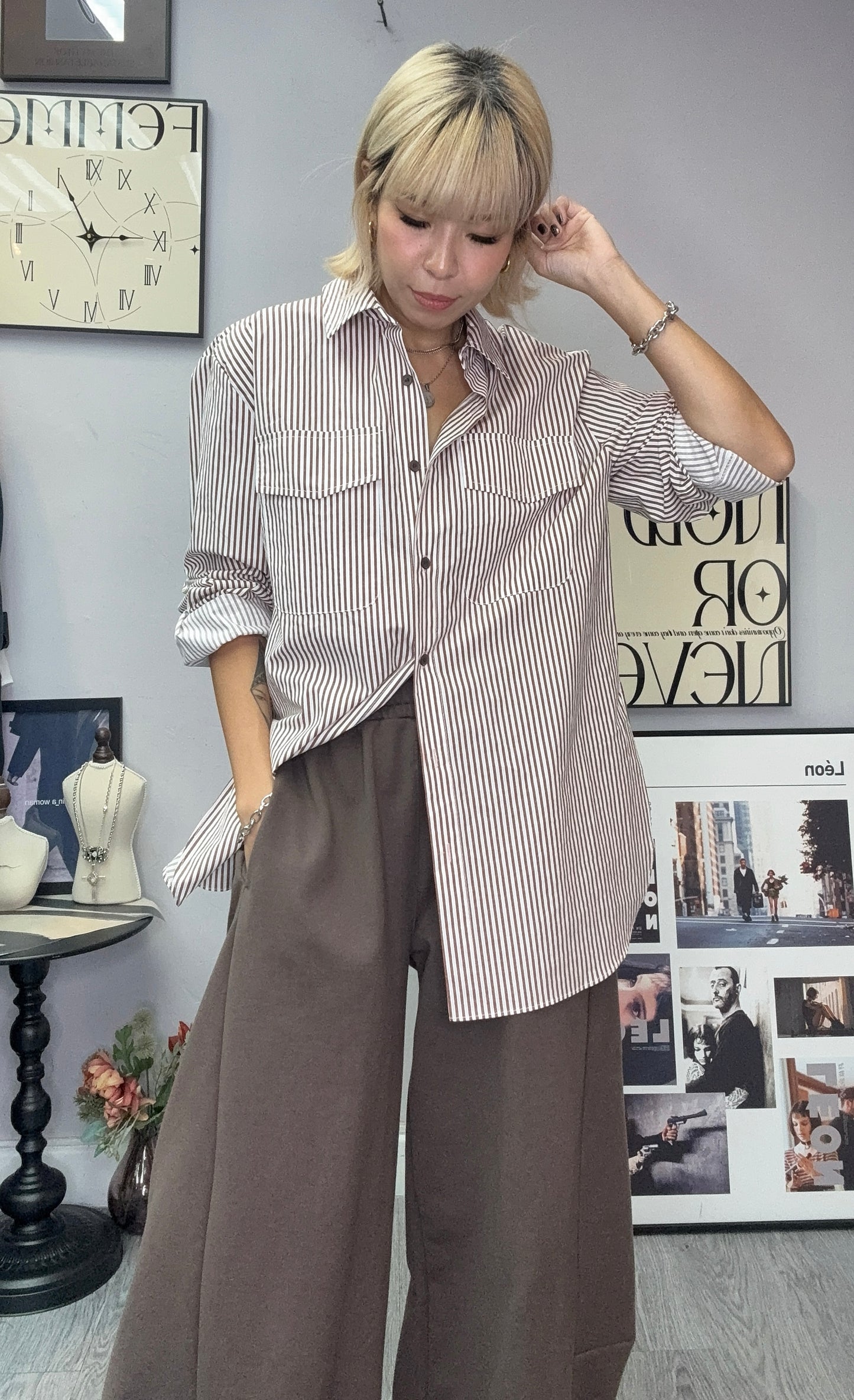 Two pocket midi length shirt