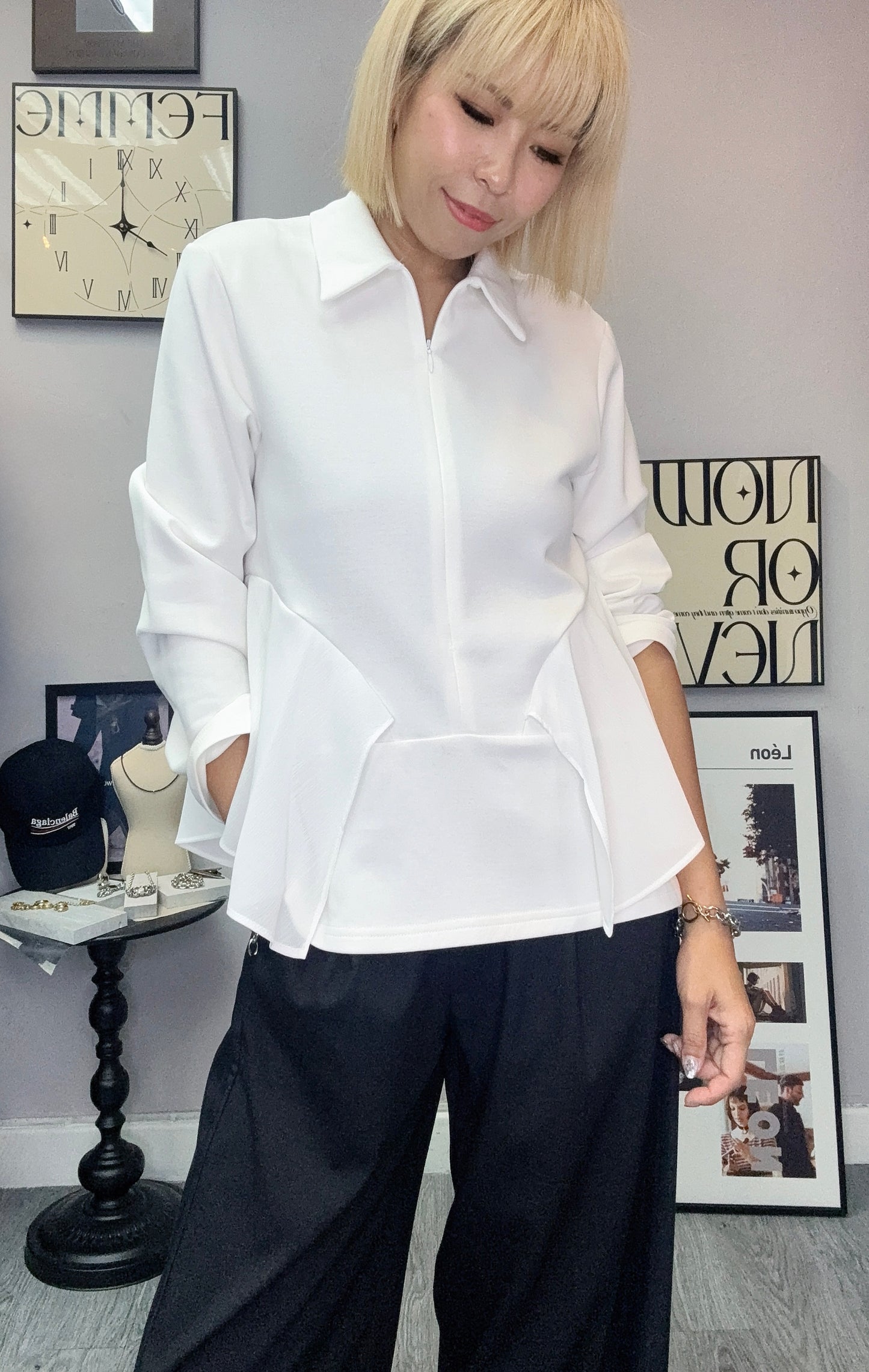 Two tone long sleeves top
