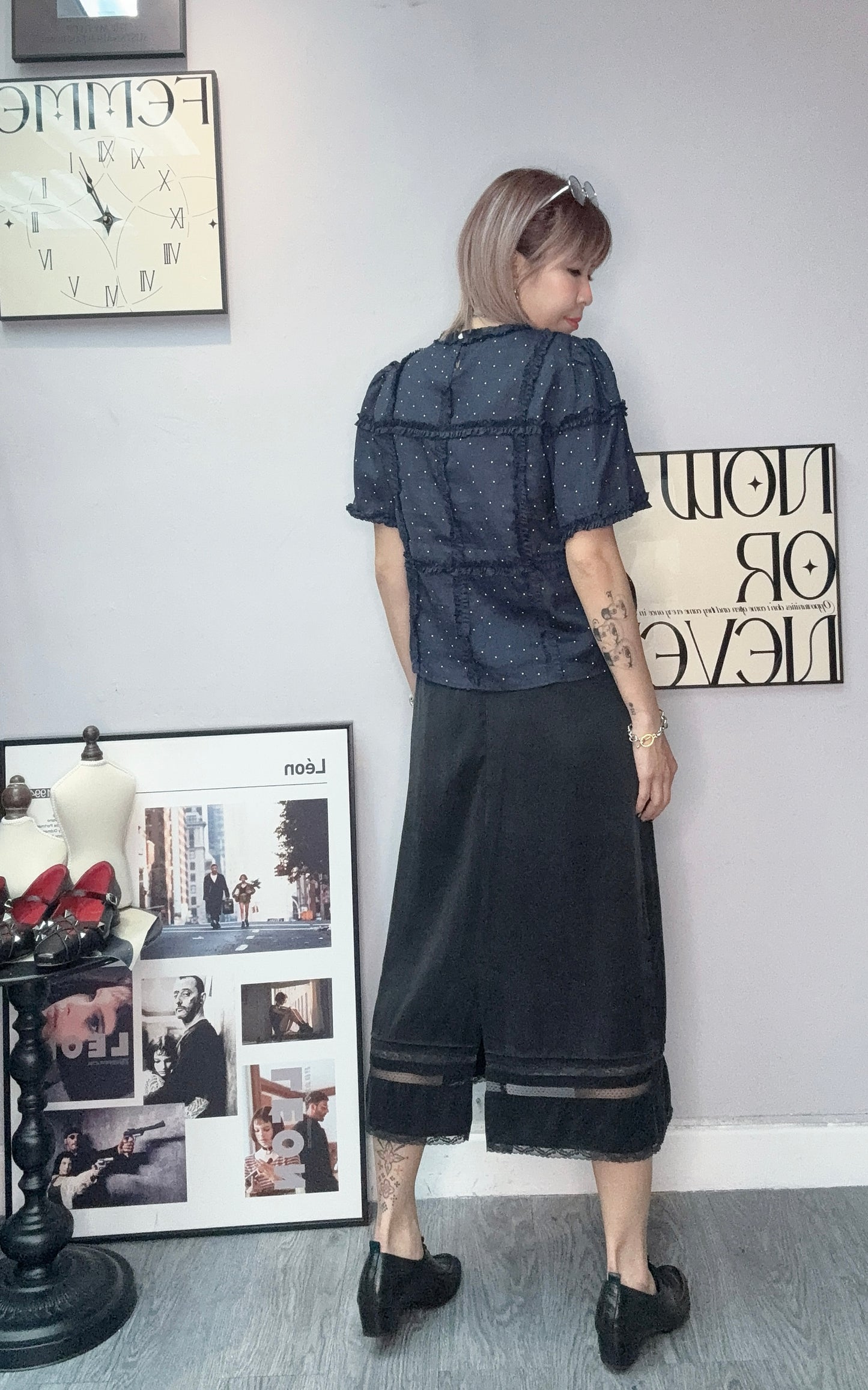 Ruffle dot blouse #00578
