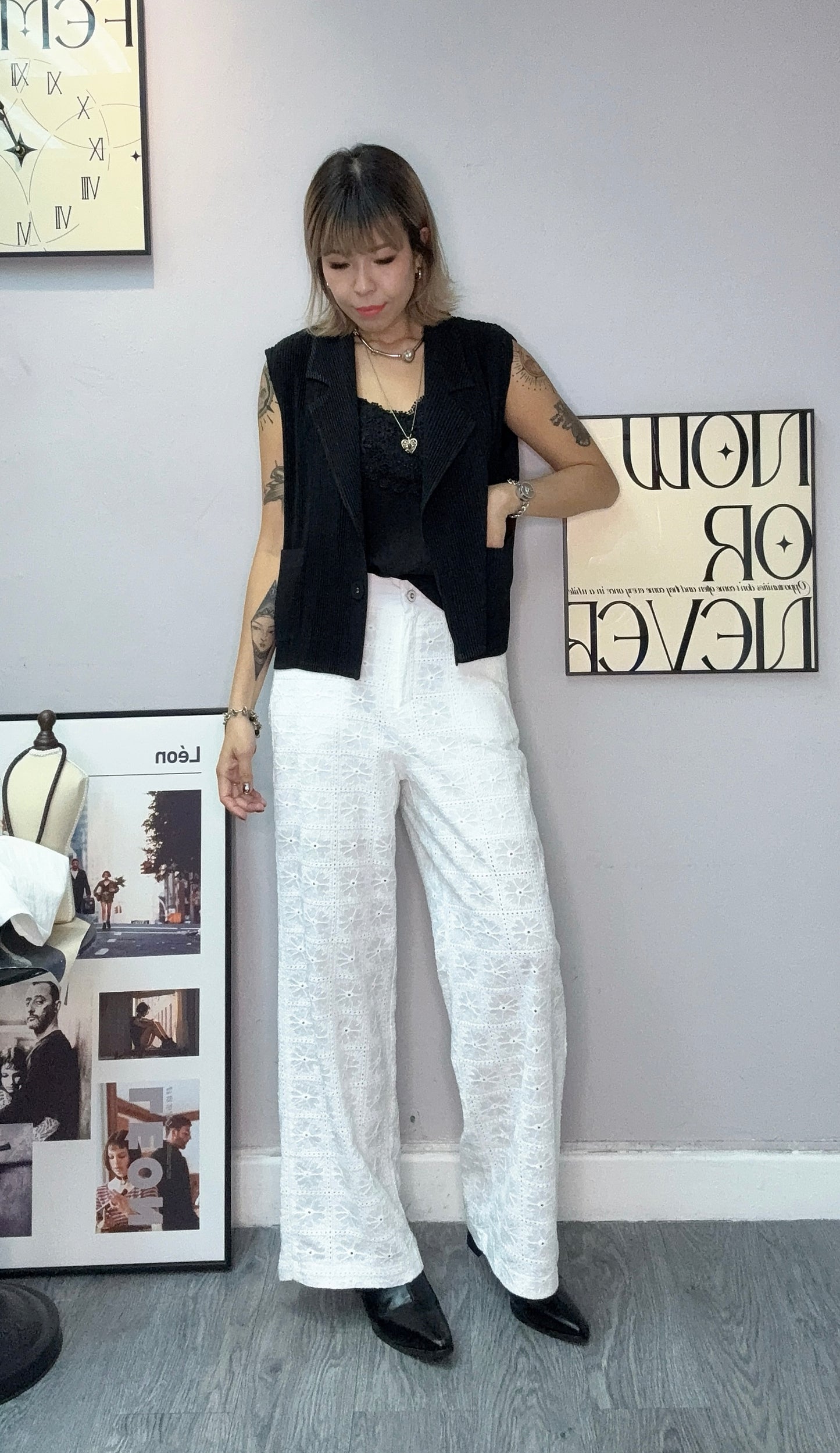 Pleated vest outer #00501
