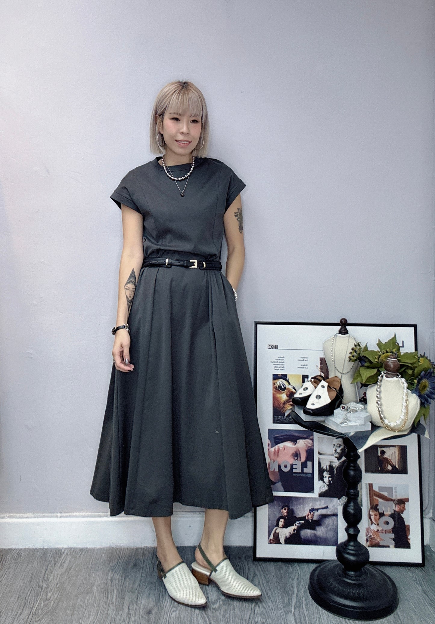 A line cotton dress (not included belt)