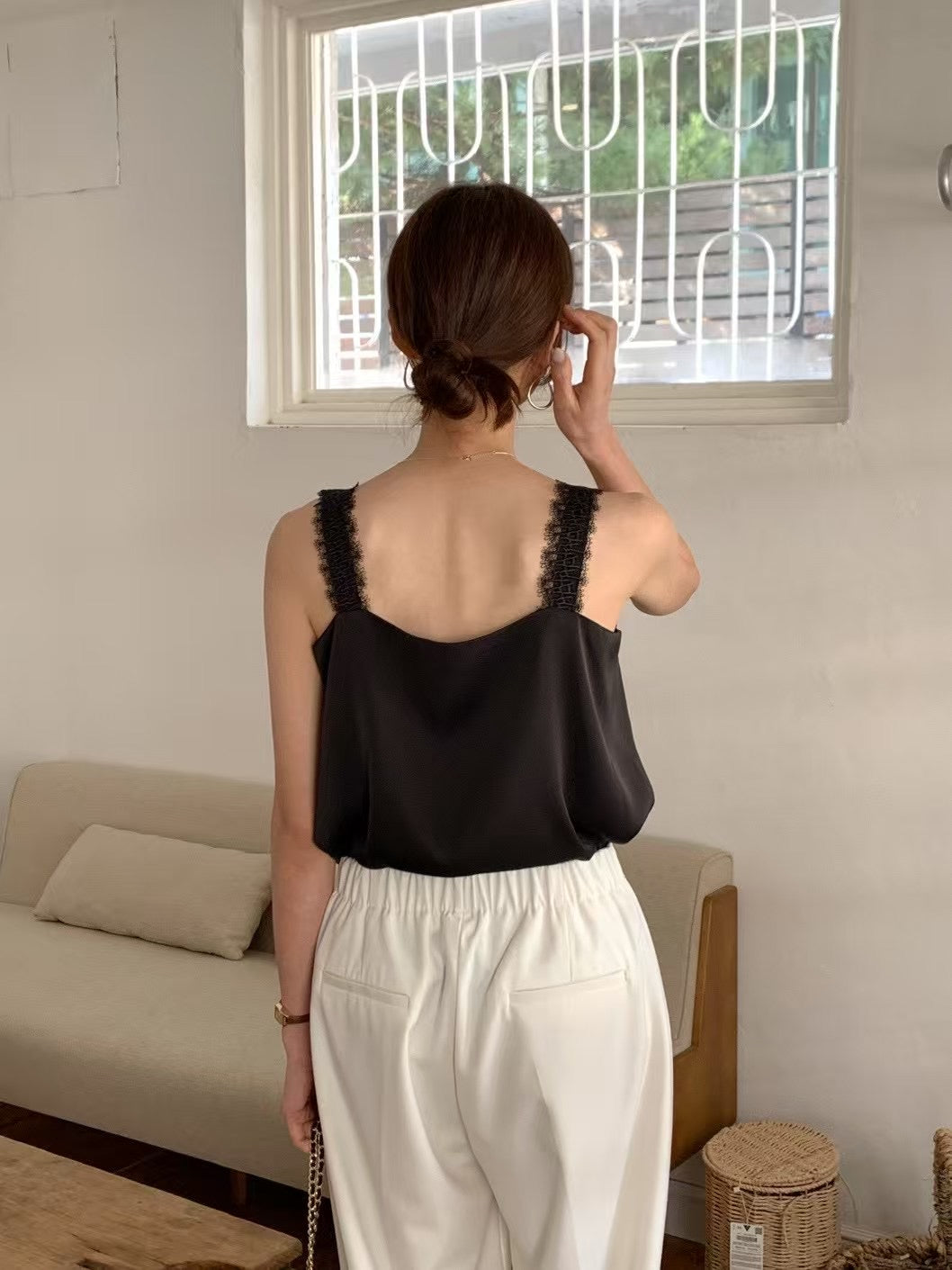 Silk laced tank top