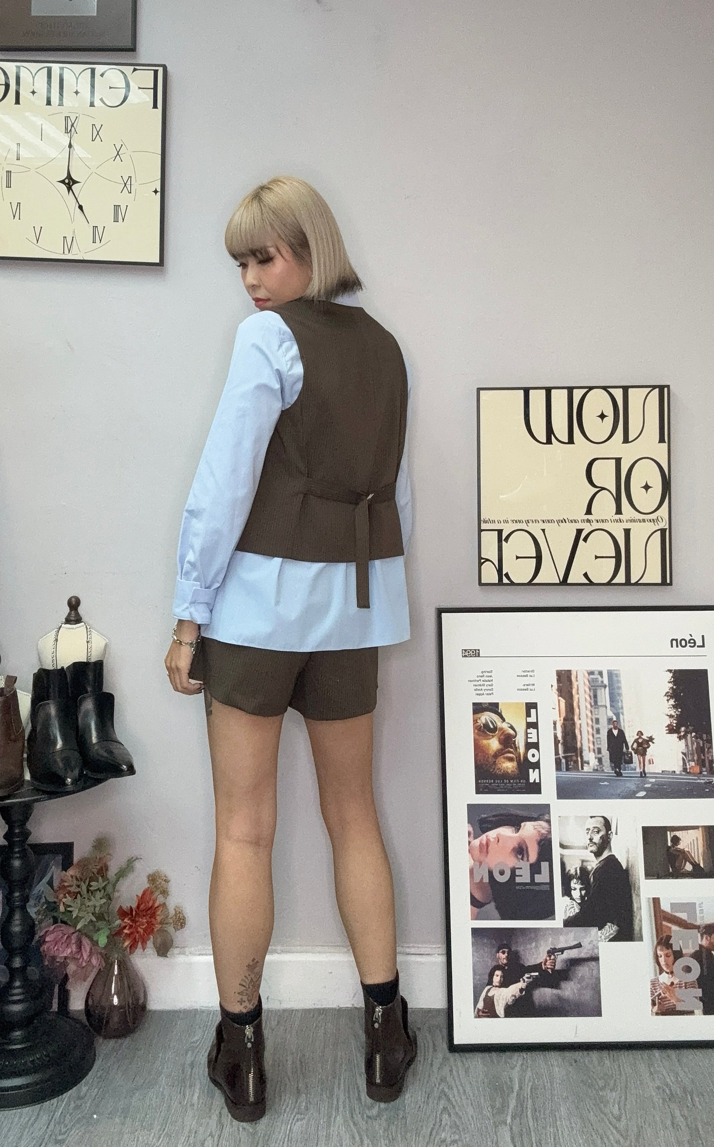 Stripe  X shirt vest blazer