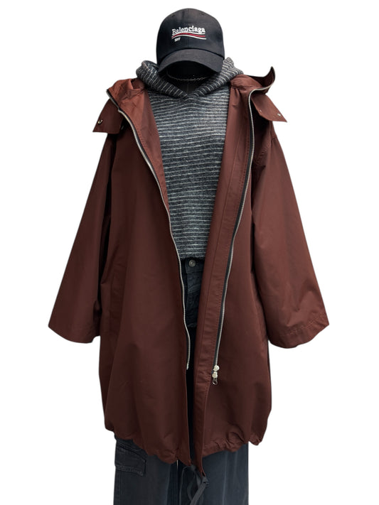 With hat zip trench coat