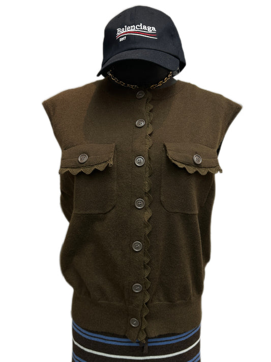 (-30%off)Embroidery lace knit vest