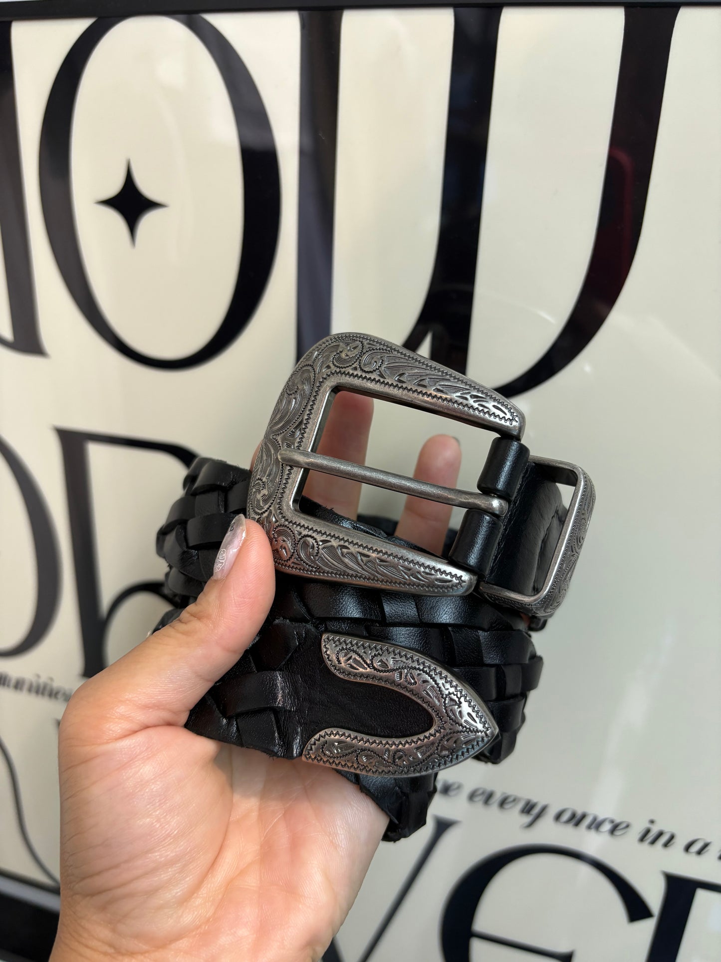 embossed buckle belt
