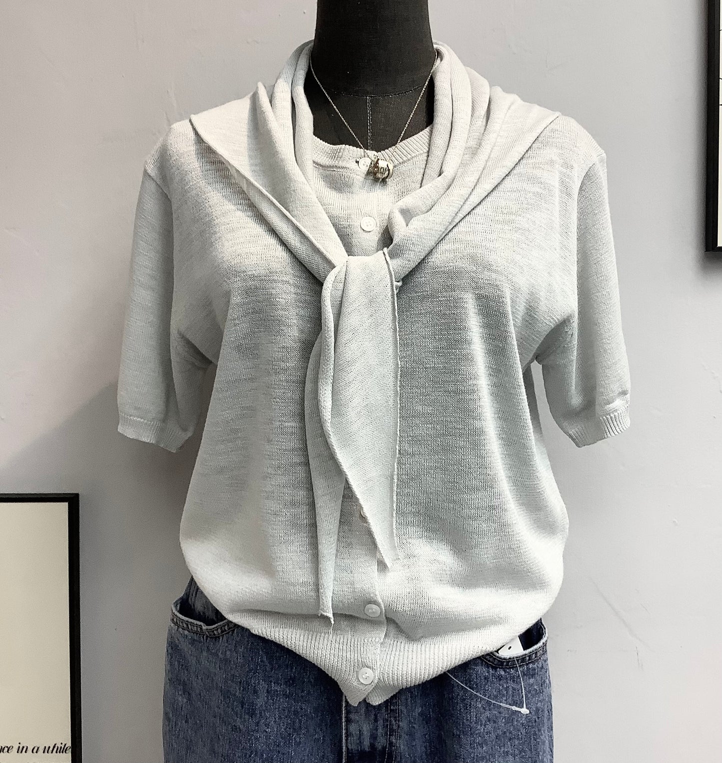 Scarf X Knit Cardigan Set