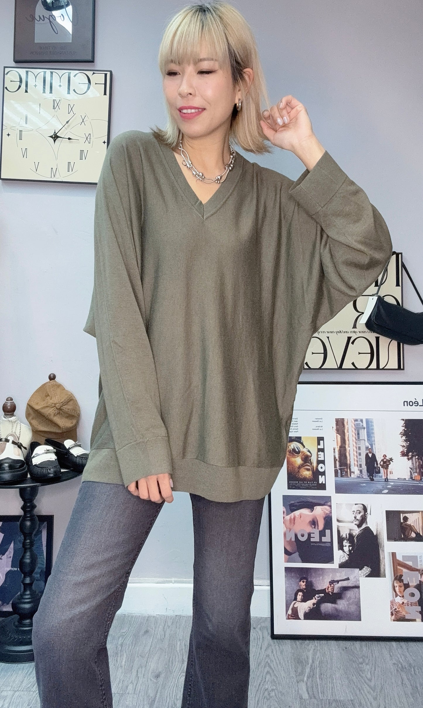 V neck loose knit #00230