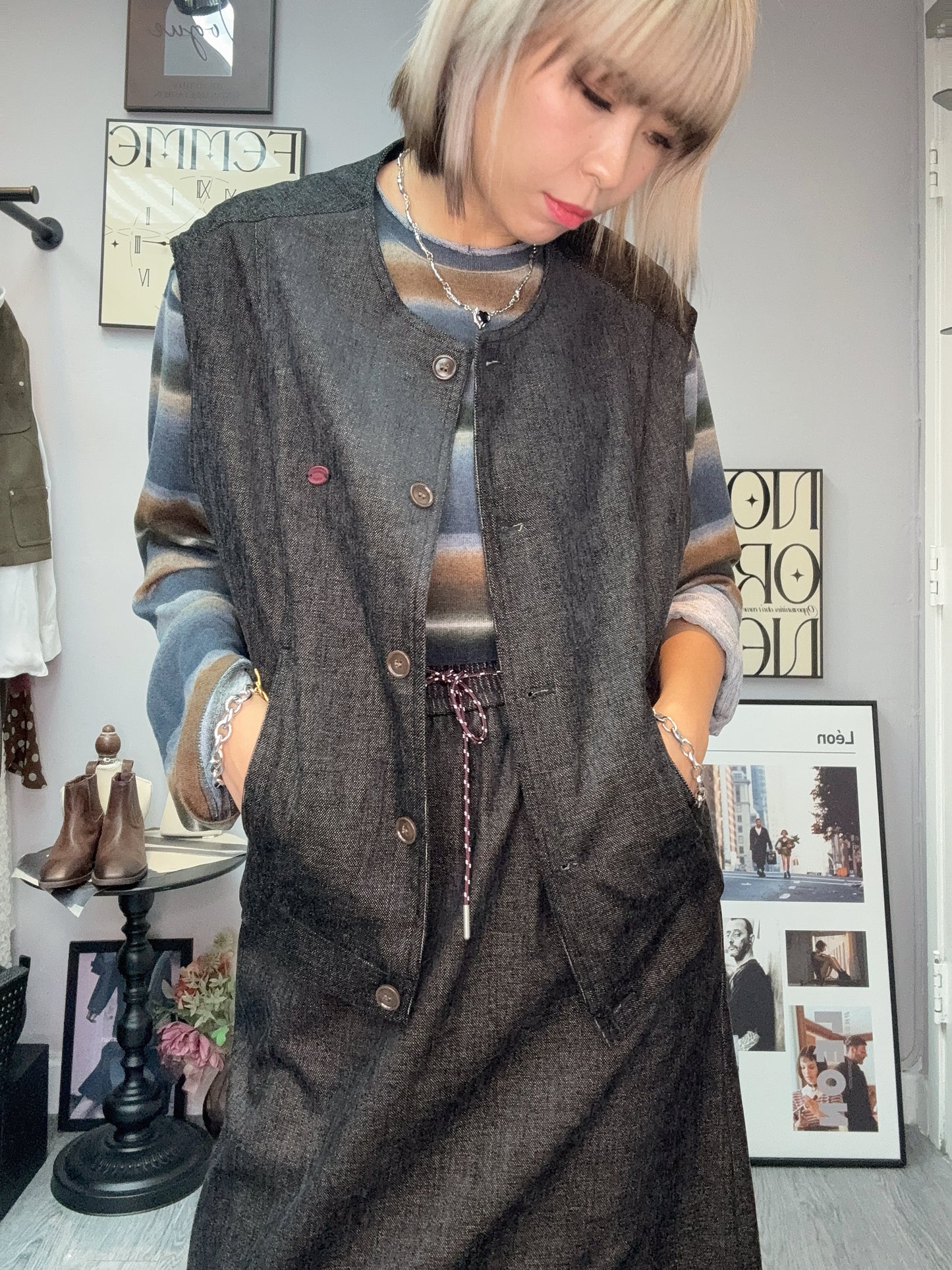 Washing denim cotton skirt set