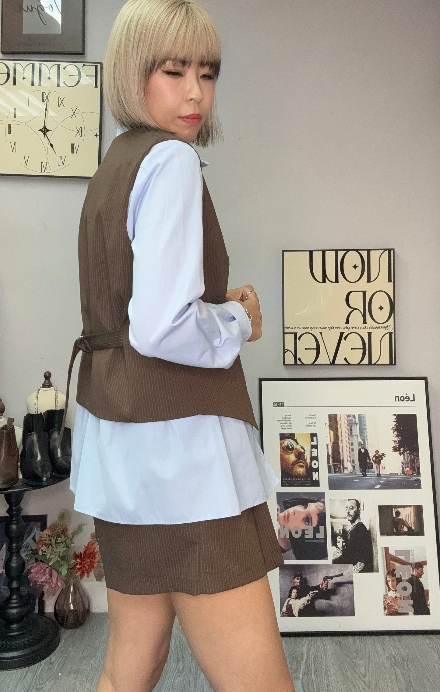 Stripe  X shirt vest blazer