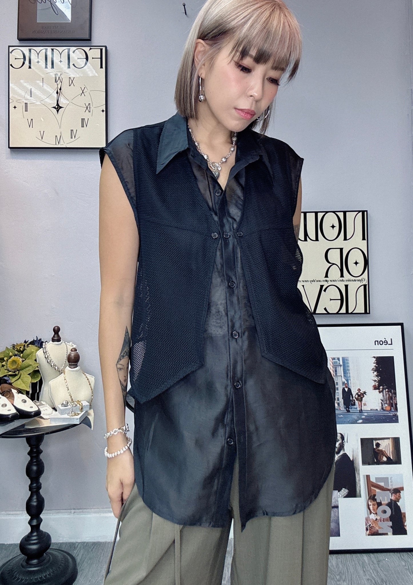Net vest blouses
