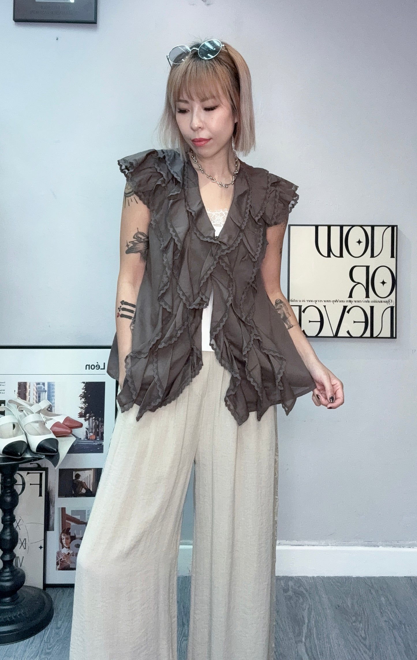 Front ruffles blouse #00771