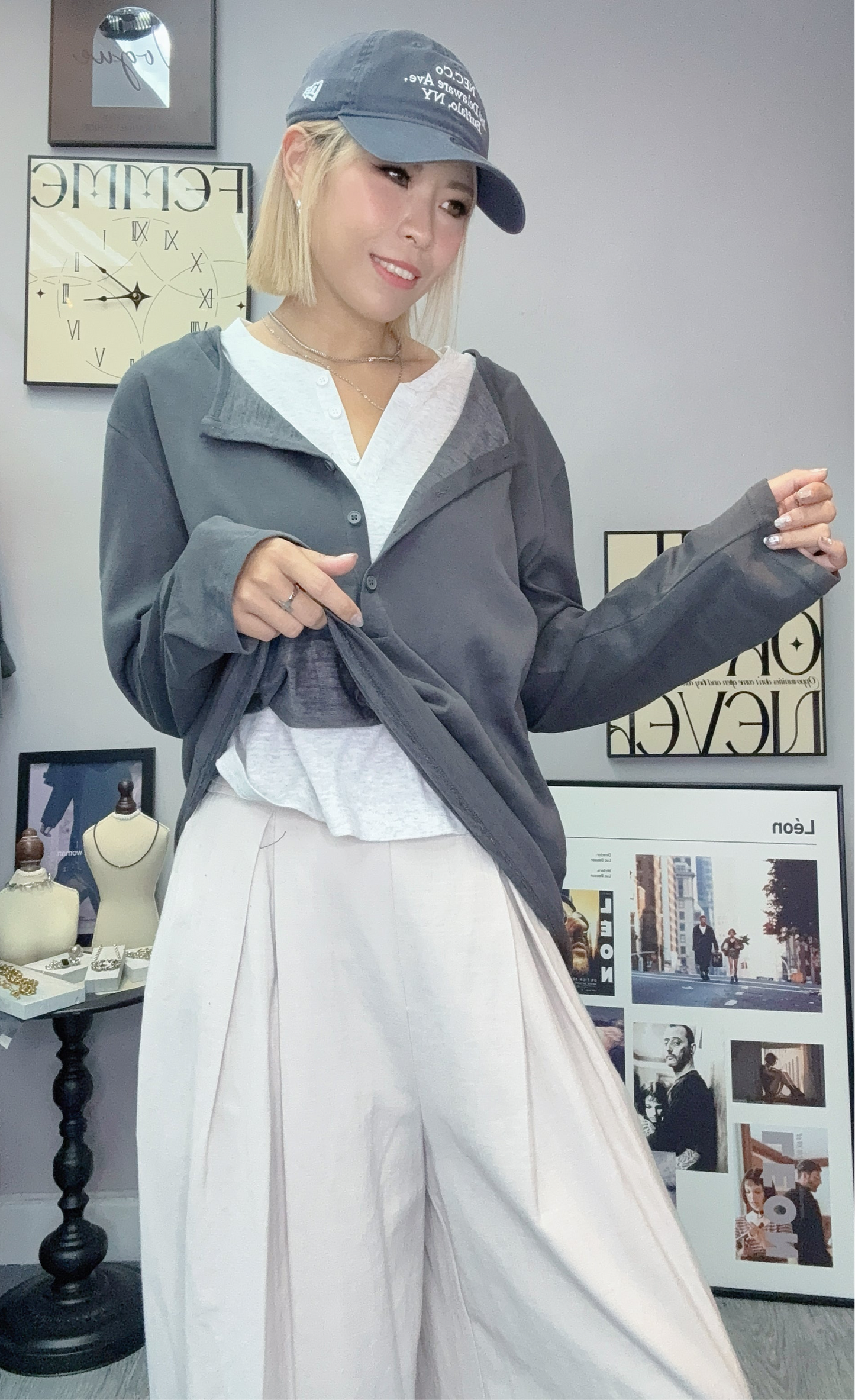Fake two pieces long sleeves cotton tee