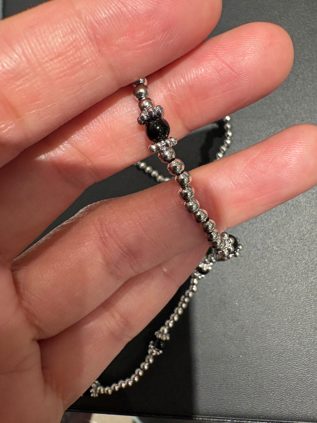 Black accent beaded necklace #ass003
