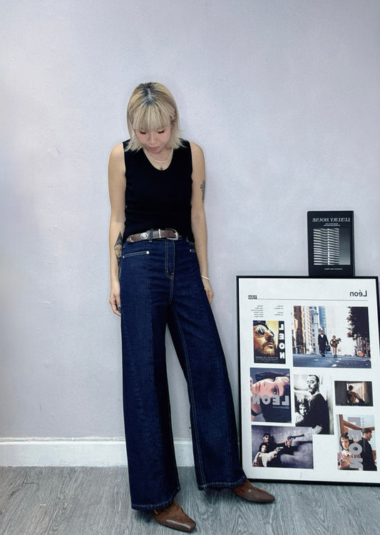 (-30%off)Brown line straight jeans