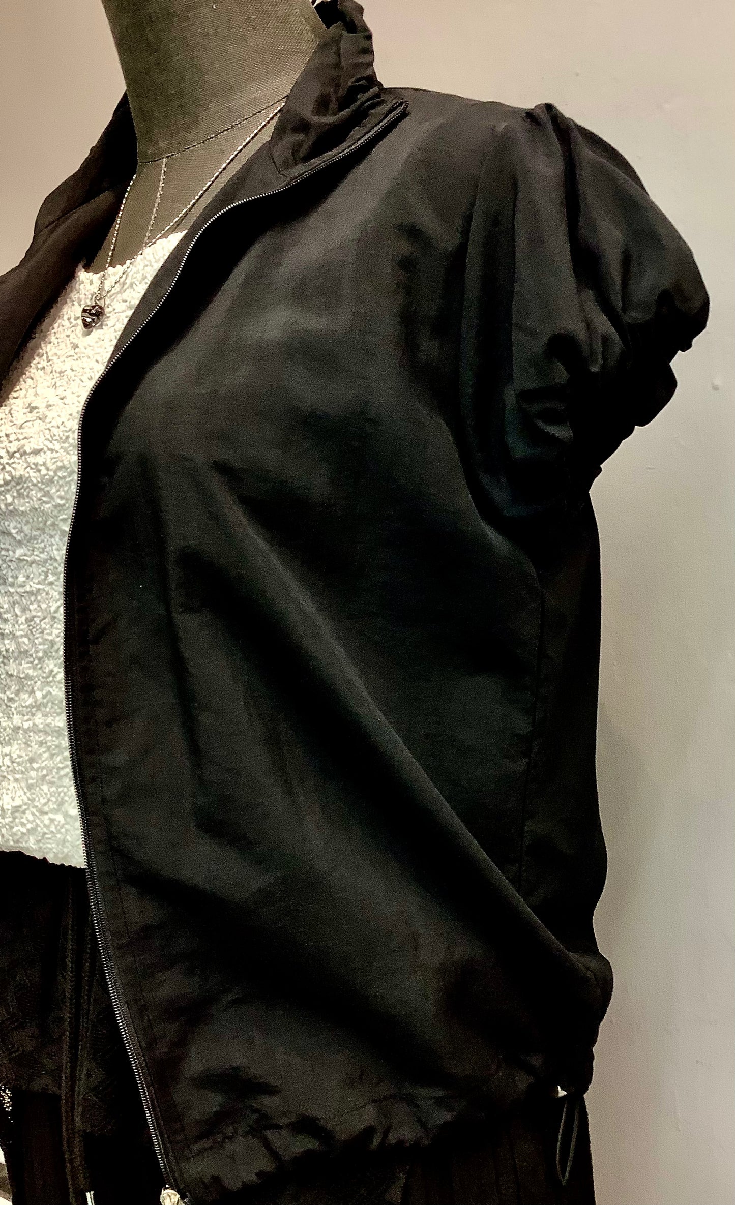 (-20% Off)Puff Sleeves Zip Jacket