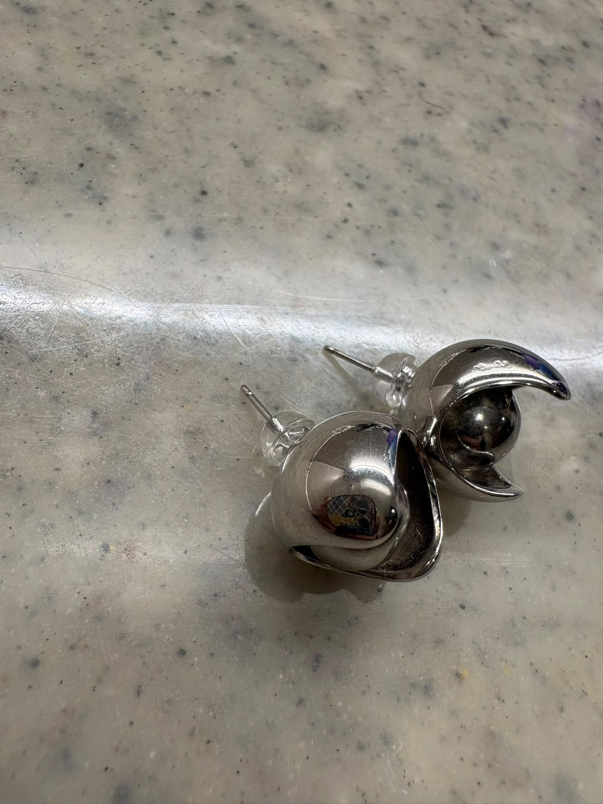 Polished dome orb stub earrings #ass009