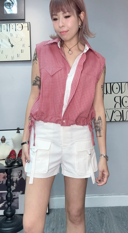 Mini checked vest shirt #00580