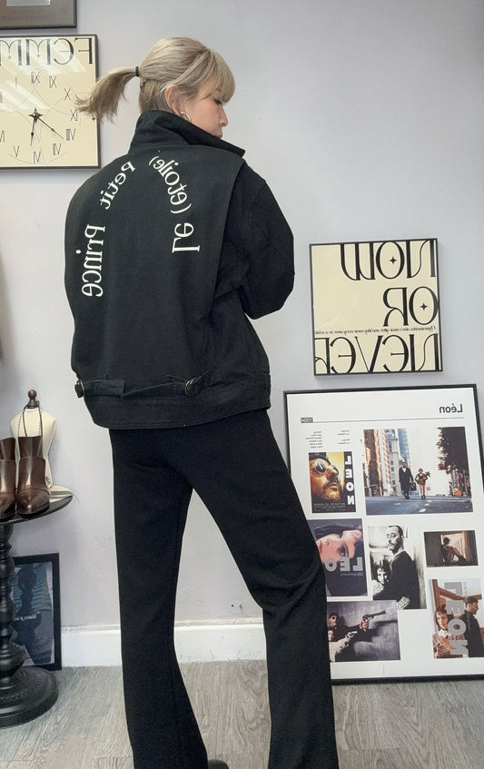 Back white words zip jacket #00071