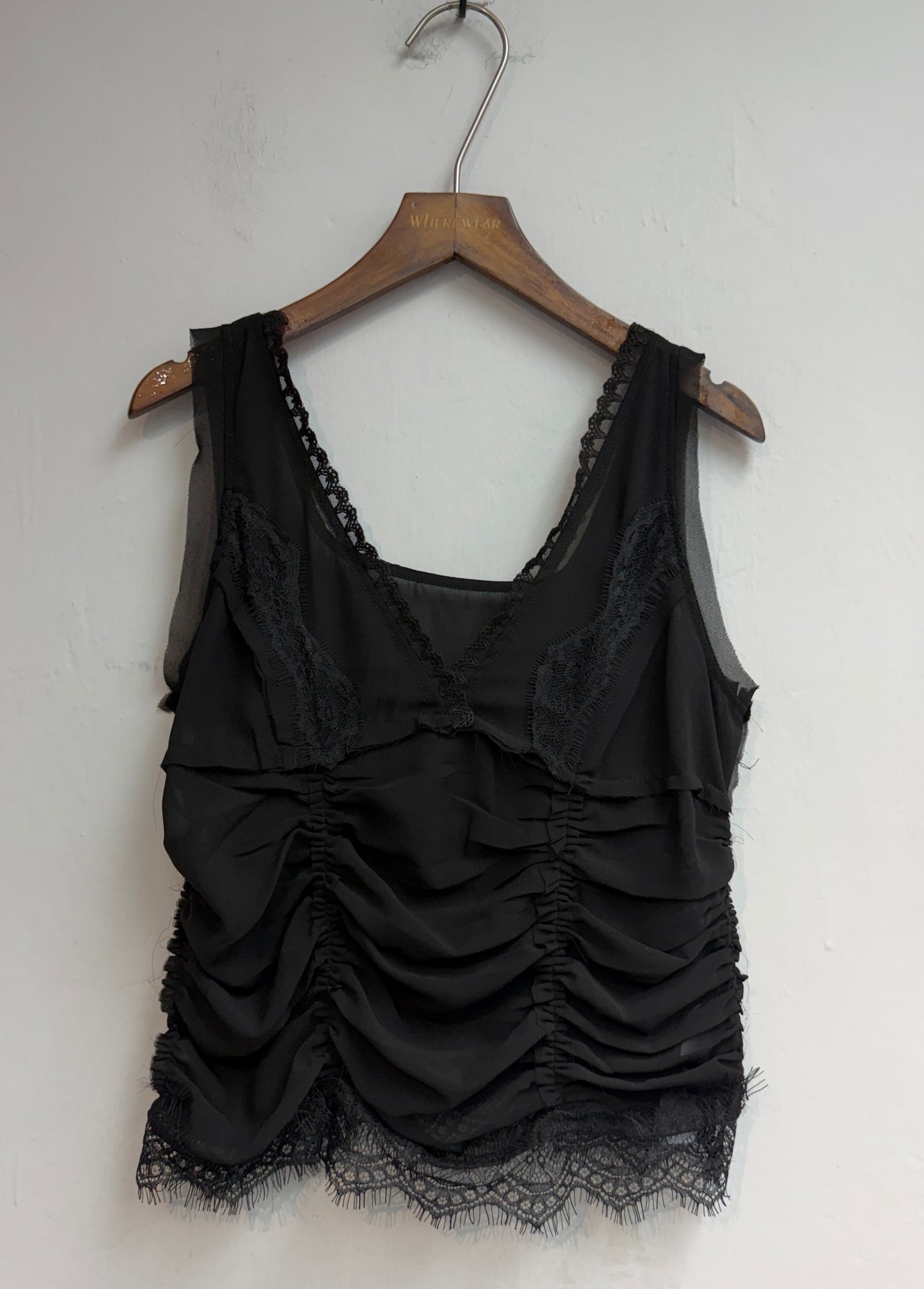 (A/W)Lace trim chiffon tank top #00841