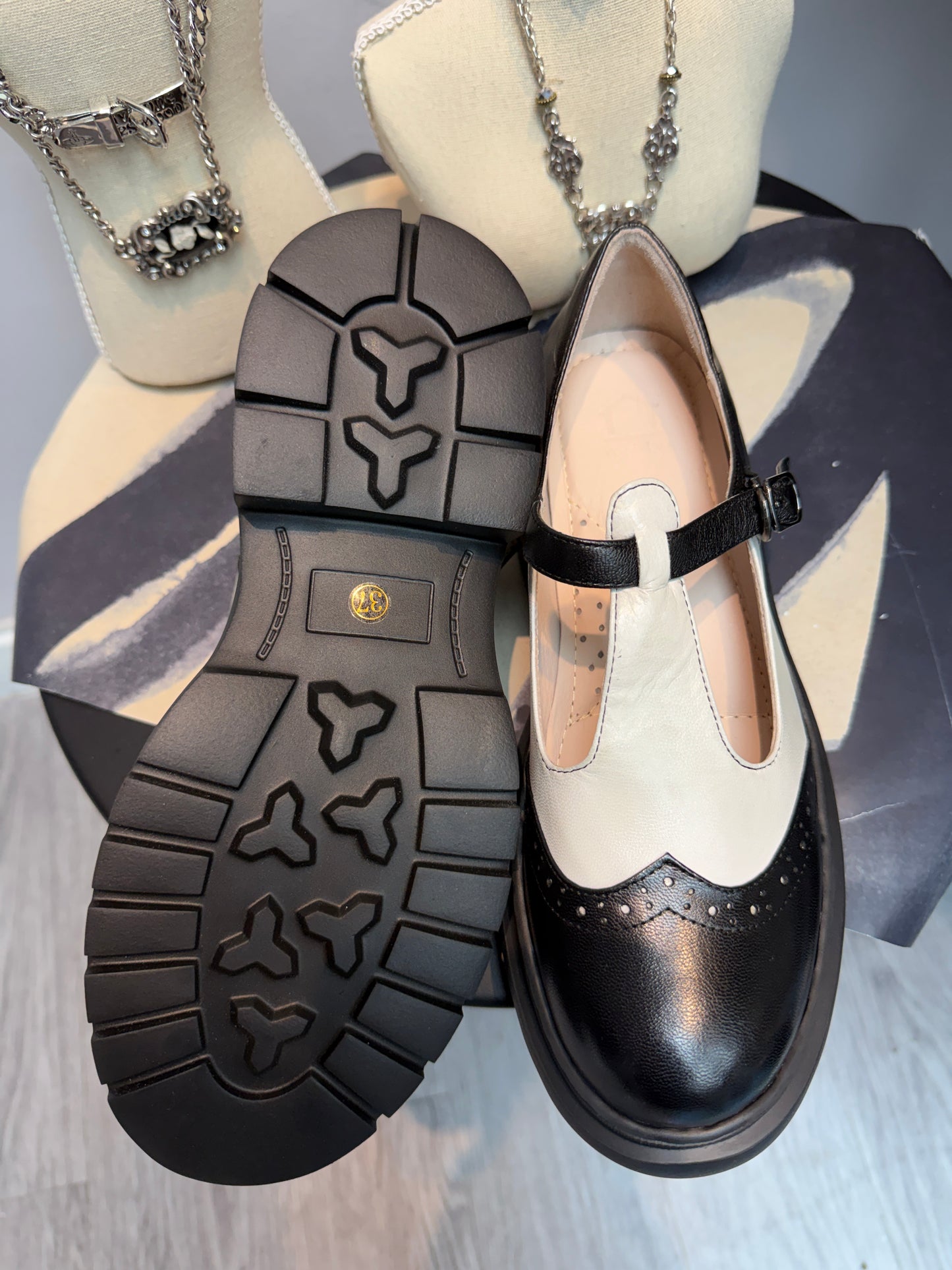 Black and white Mary Jane