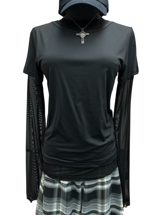 Mesh X  fake two piece  tee