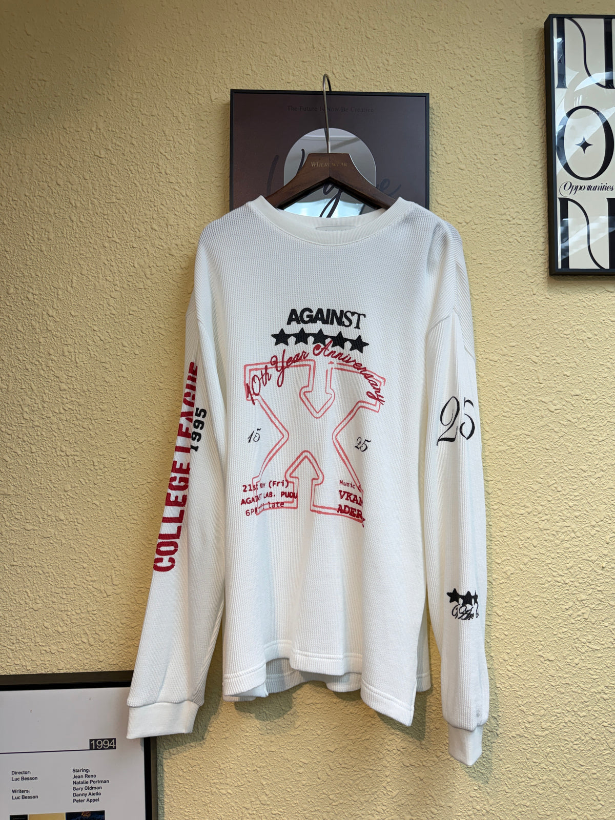 Waffle words printed loose tee #00870