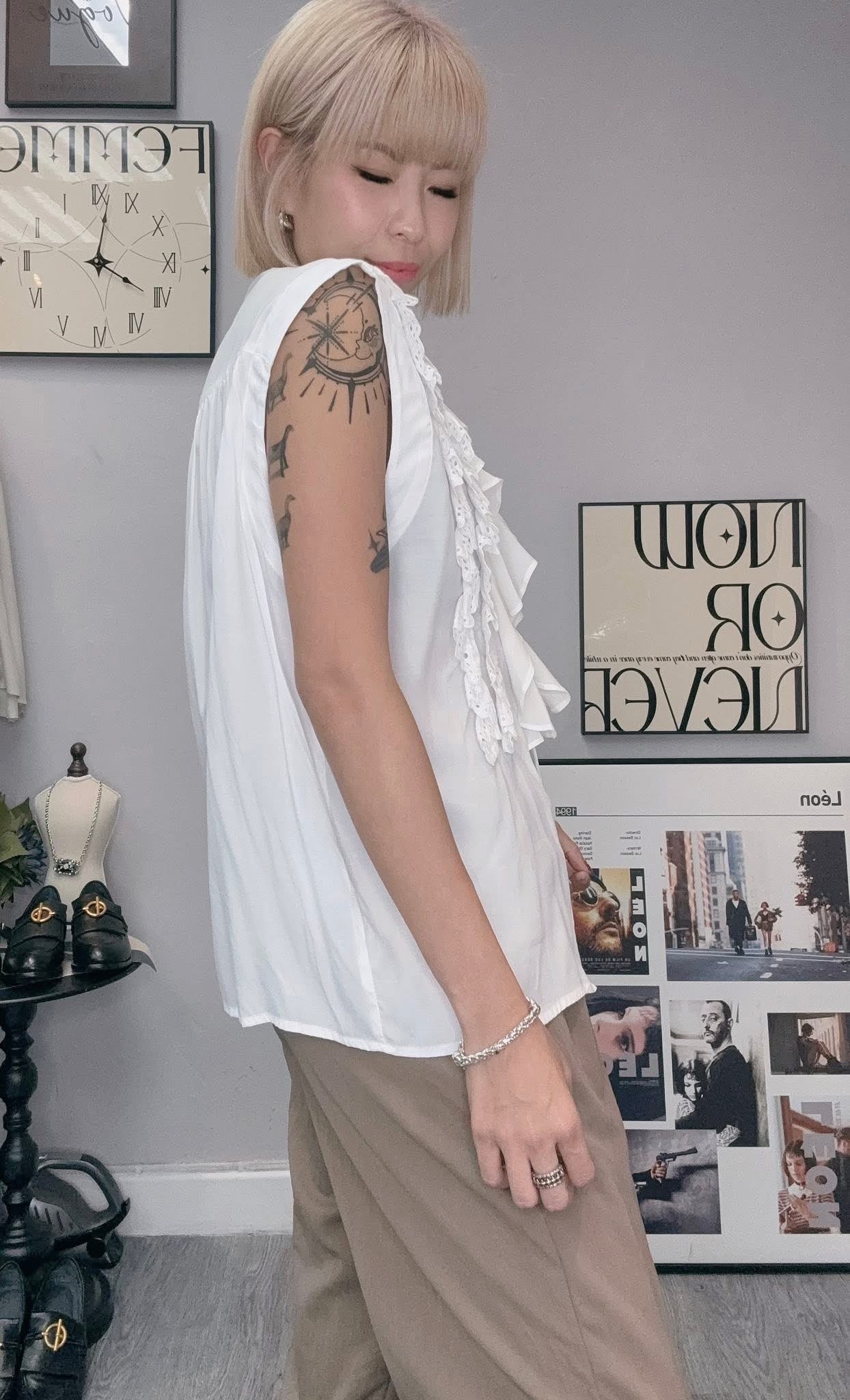 (-30% Off)Ruffle Front Vest Blouse