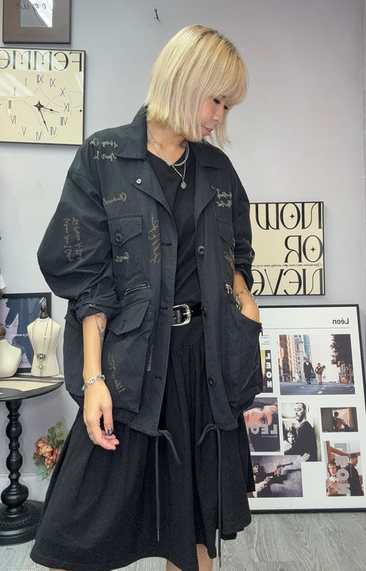 Embroidery Words trench coat