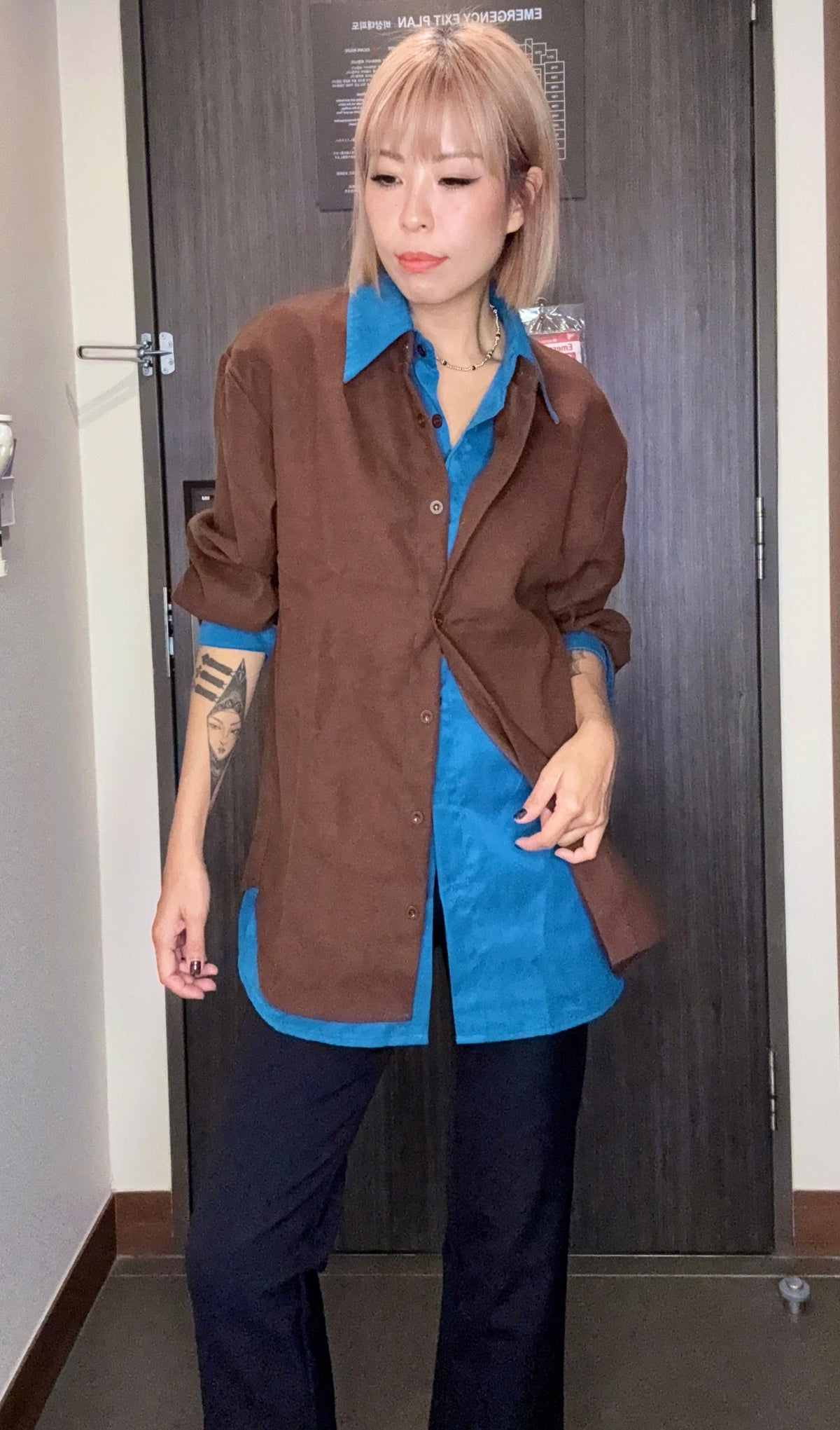 Fake two pieces long shirt #00990