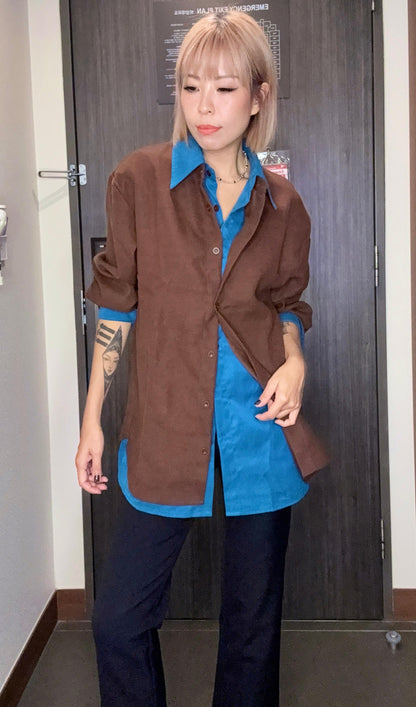 Fake two pieces long shirt #00990