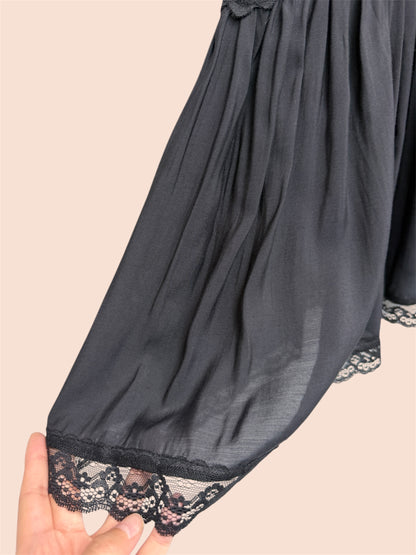 V neck lace trimmed short dress #00474