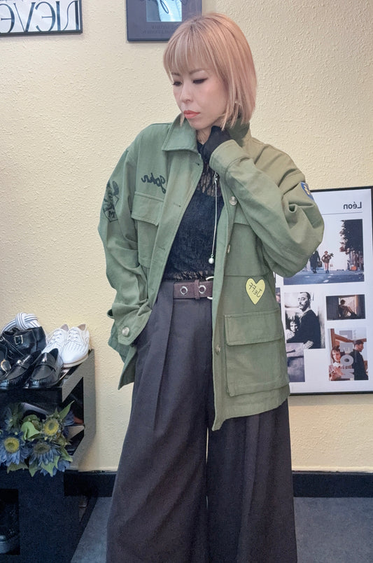 hand drawn patterns Military Jacket #00890 (not early bird )