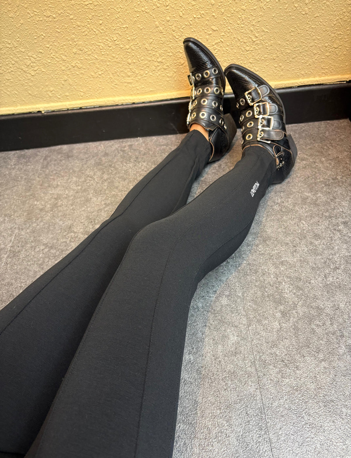 Side white words tight pants#00966
