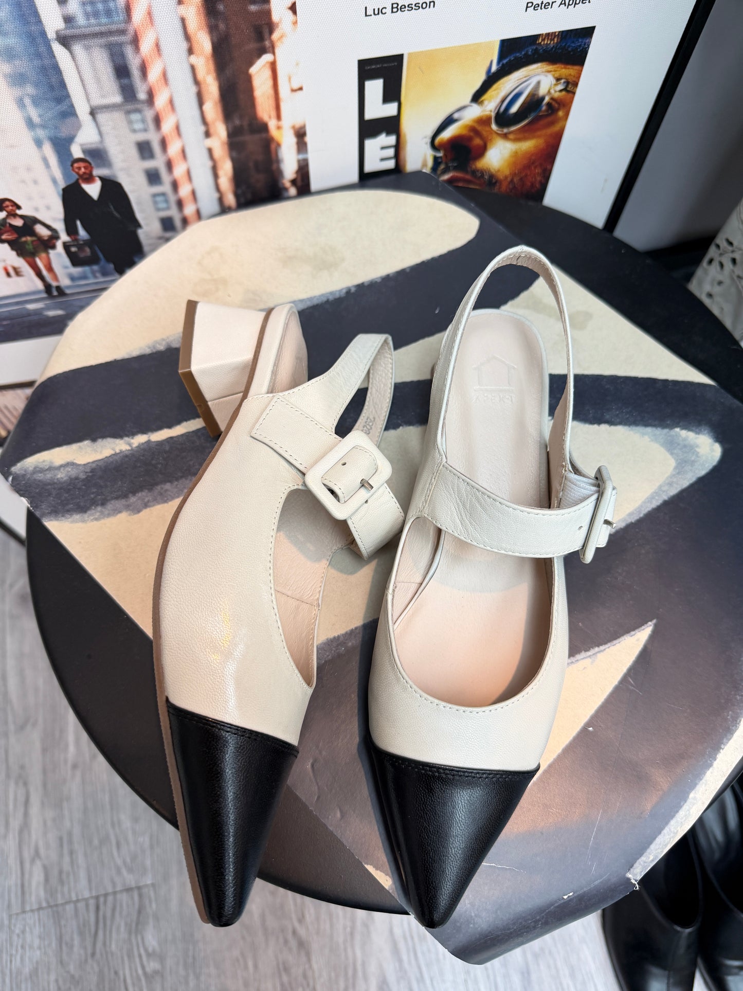Two tone slingbacks
