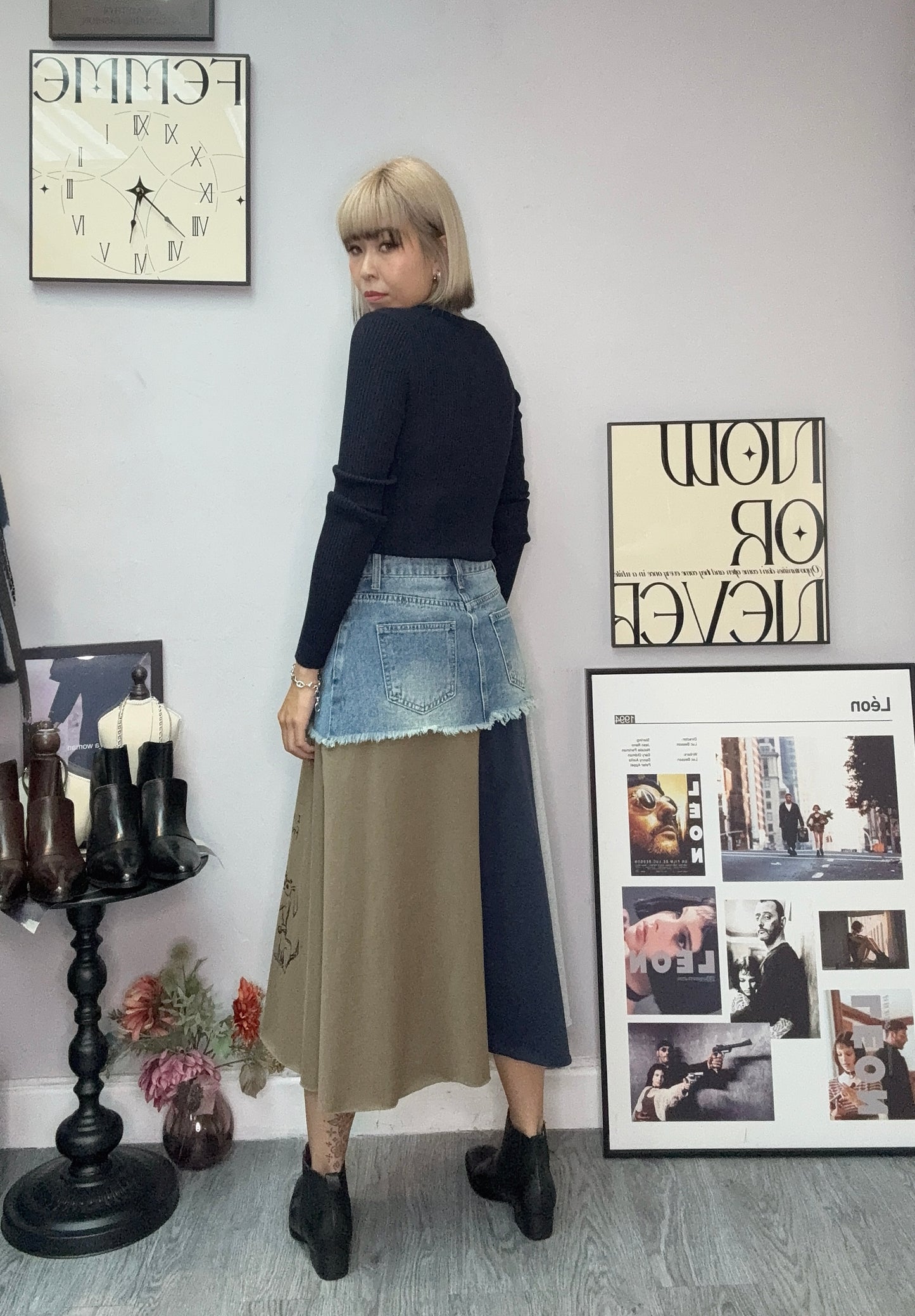 Silver button rib knit top