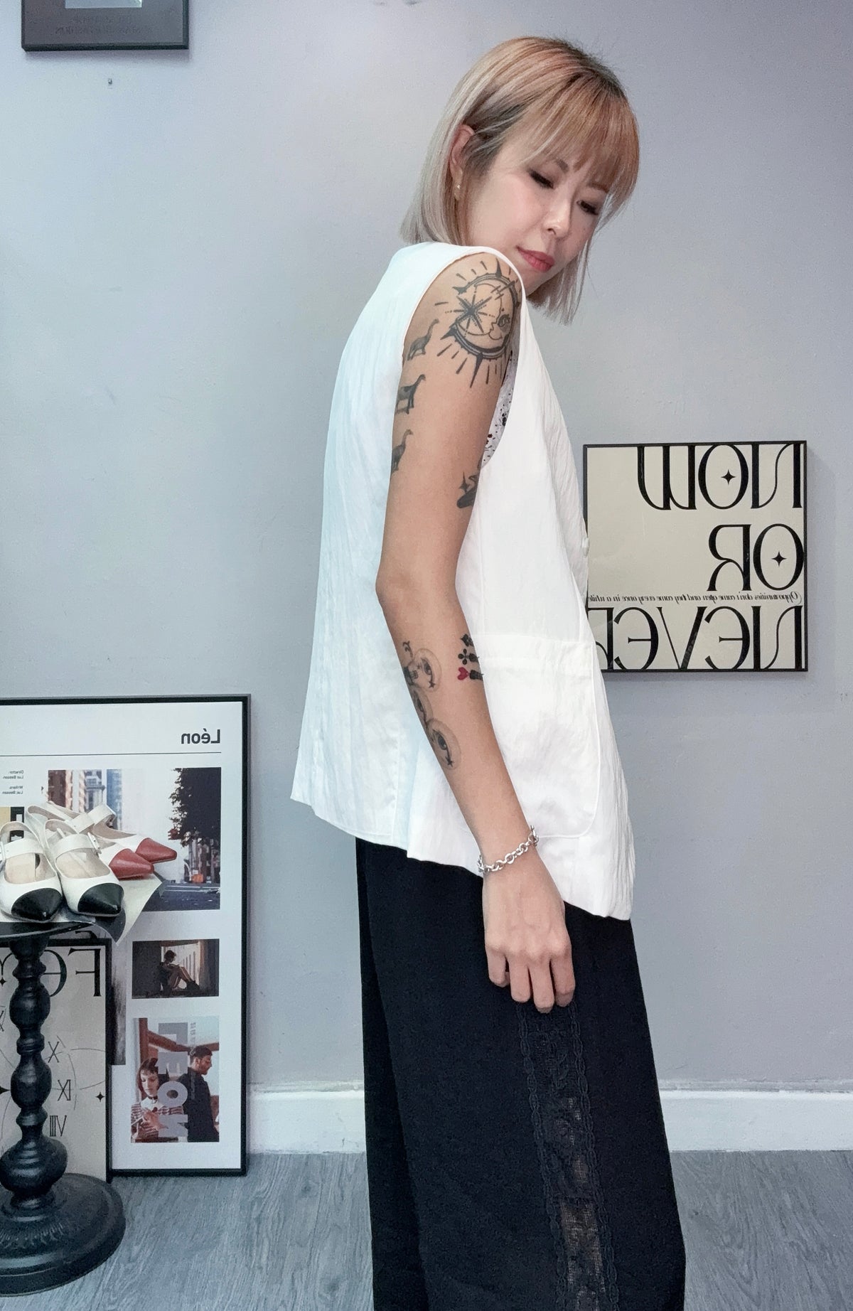(-20%)V neck side pocket vest outer #00565