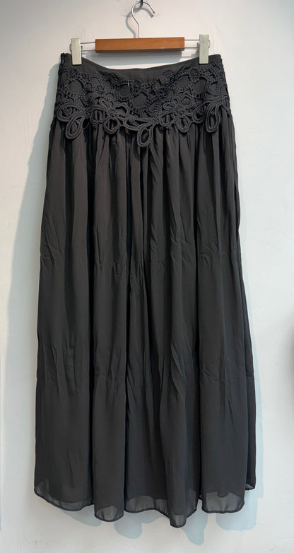 Embroidery waist chiffon skirt #00689