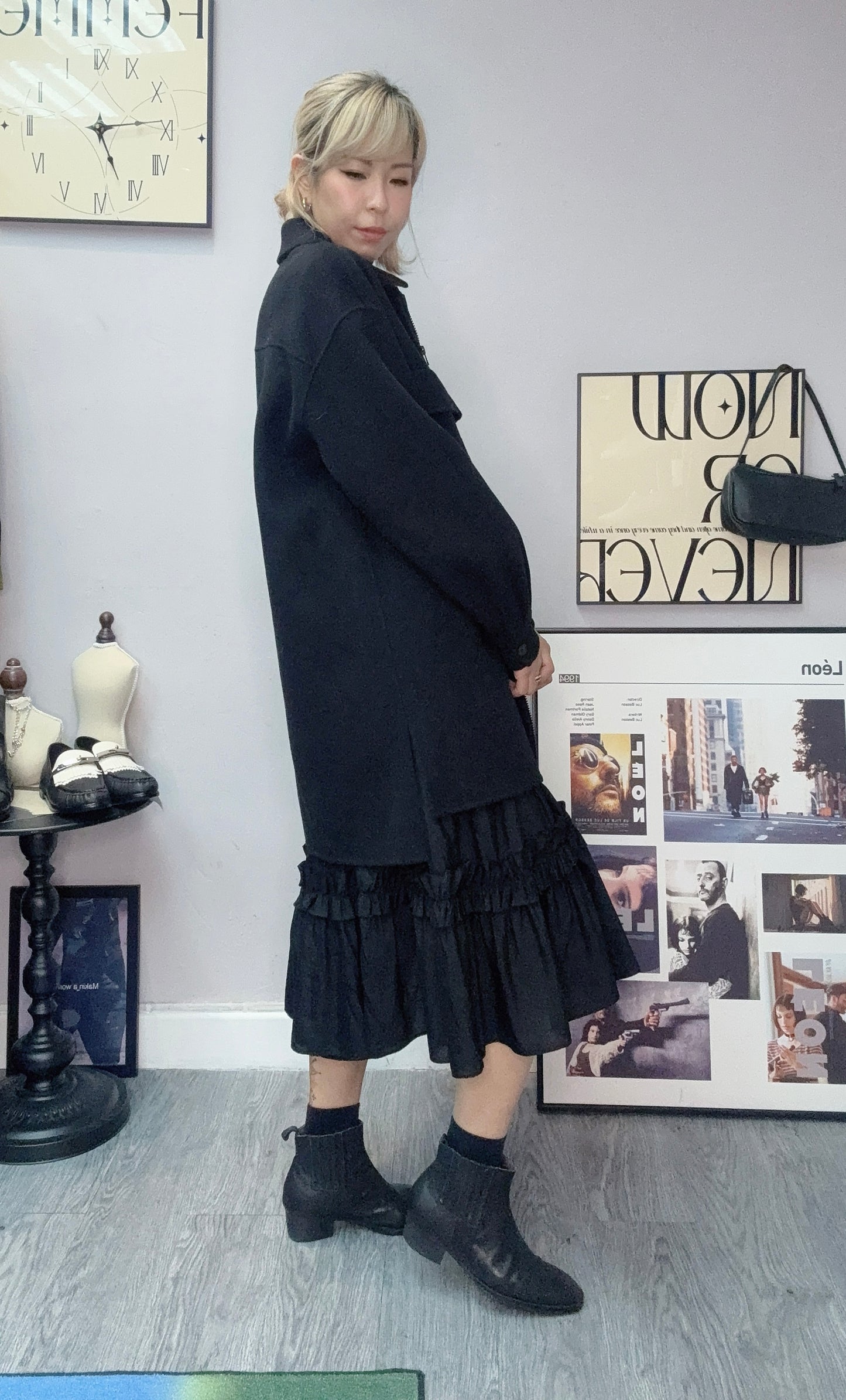 Ruffle hem plain vest dress