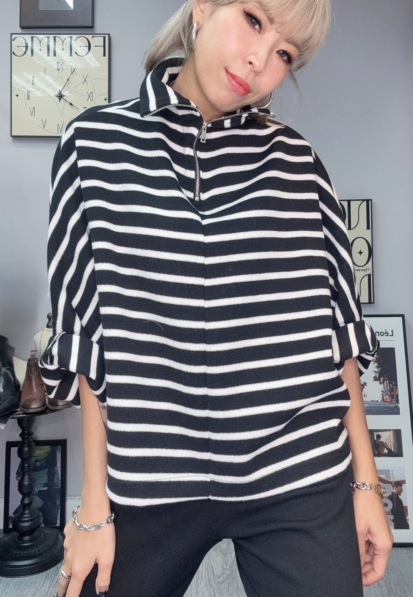 Batwing stripe top #00089