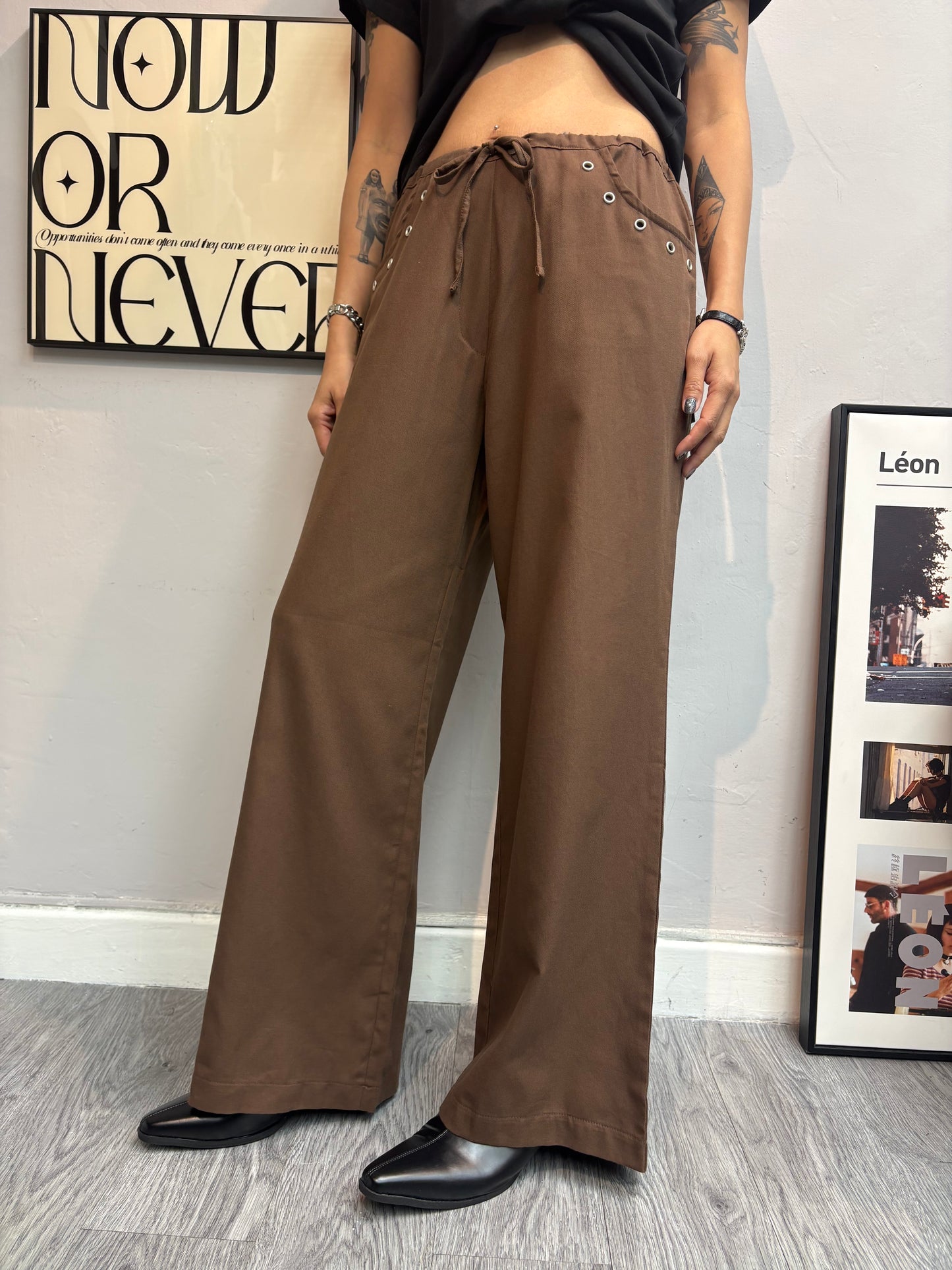Eyelet waist pants #00716