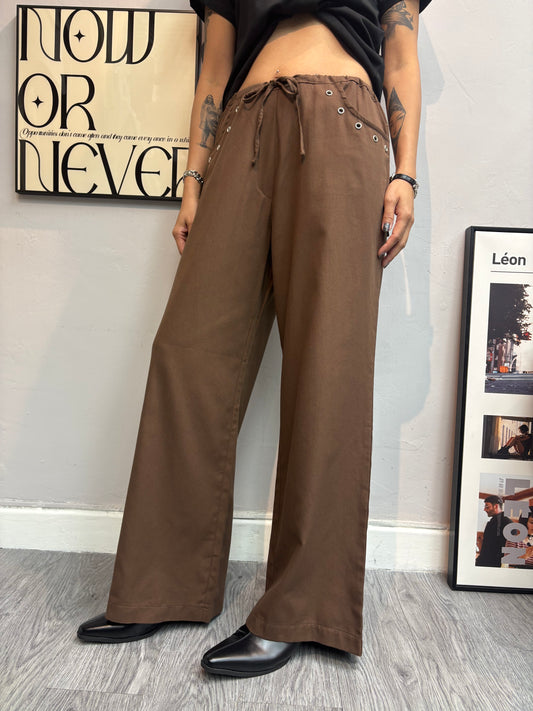 Eyelet waist pants #00716