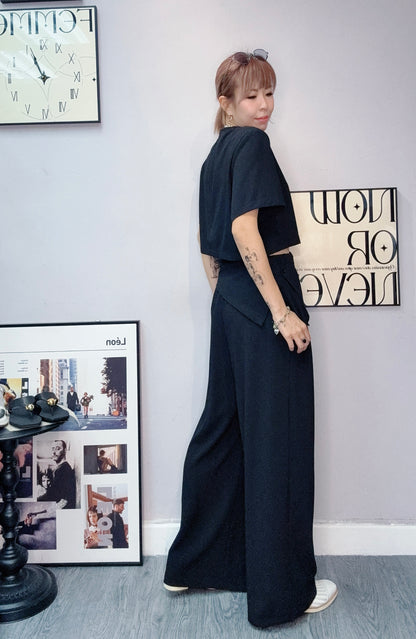 Plain short sleeve top x pants set #00621
