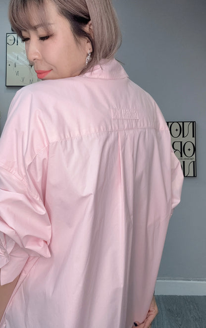 Back tag plain loose shirt #00402