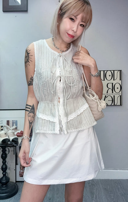 (-20%)Embroidery lace tank shirt #00780