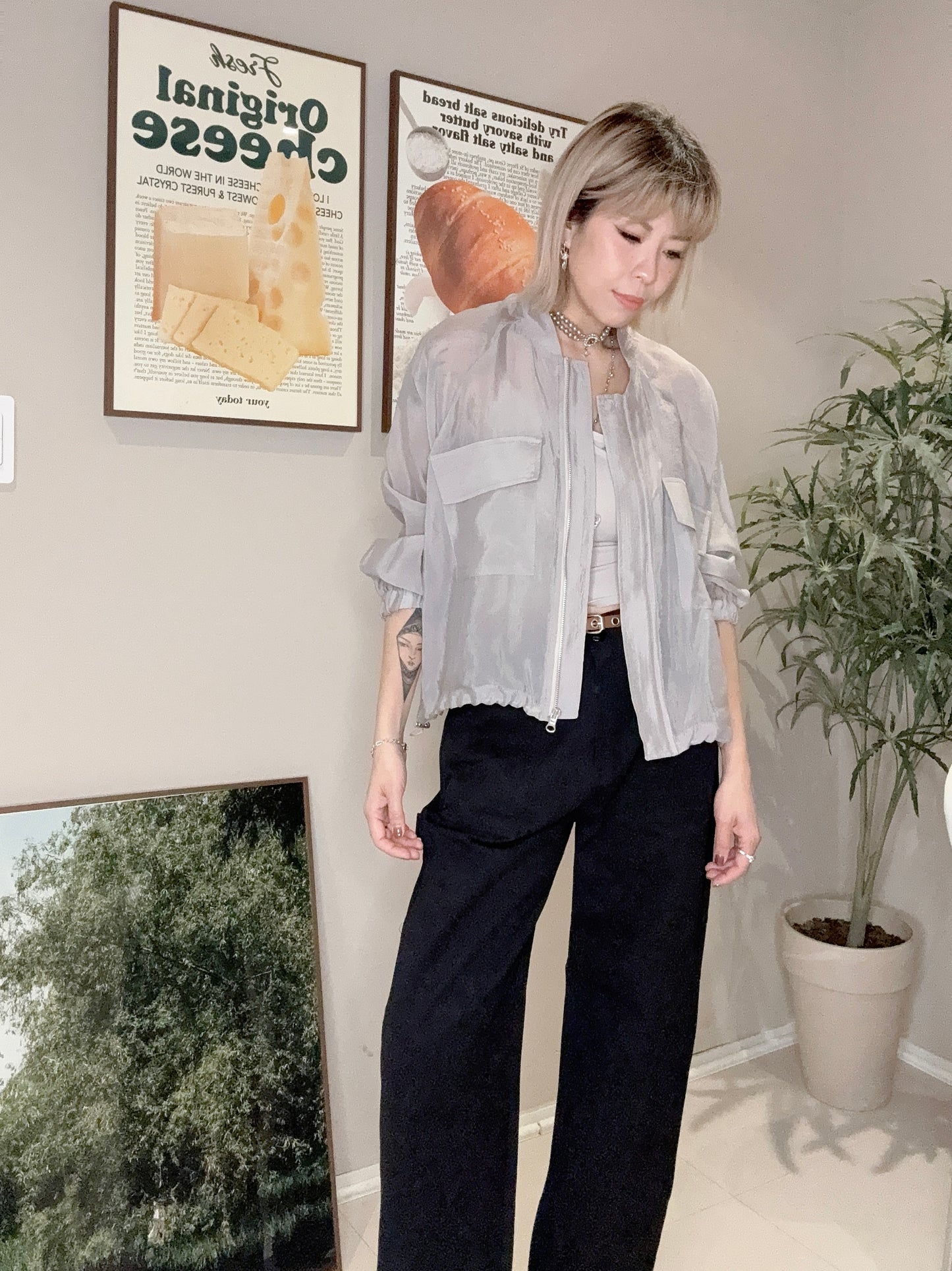 Two pockets see through jacket #00378