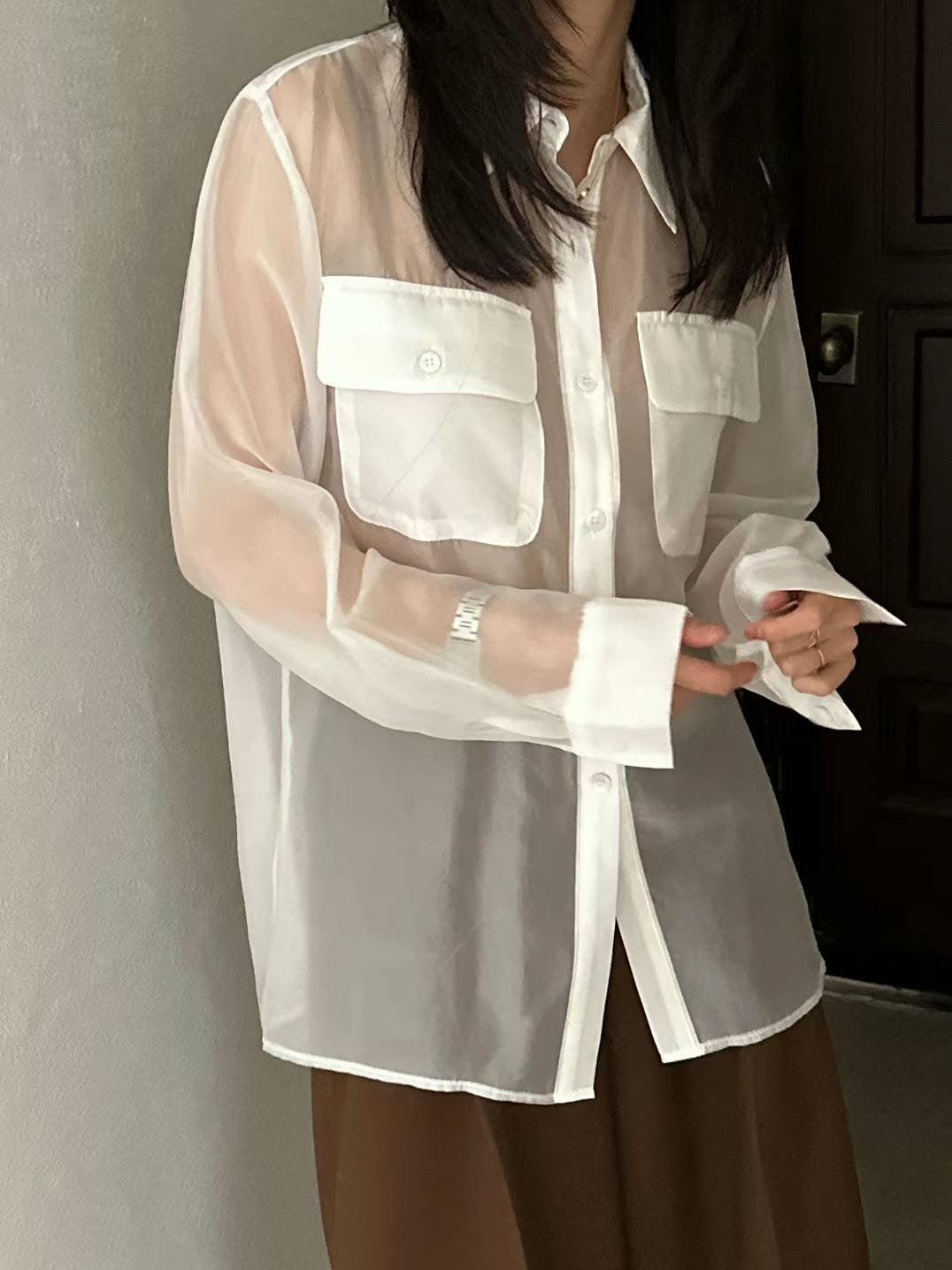 See through oversized shirt