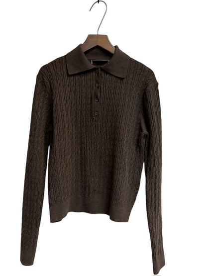 Silk X knit polo top