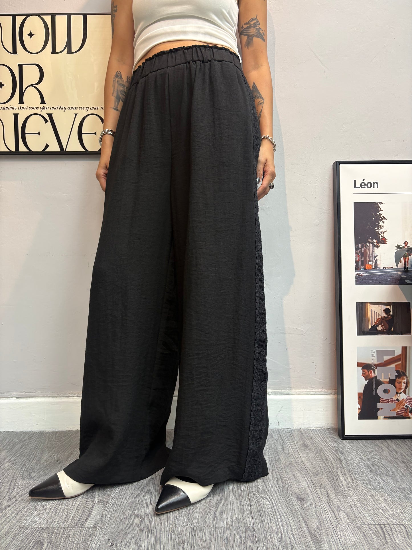 Side embroidery pants #00766