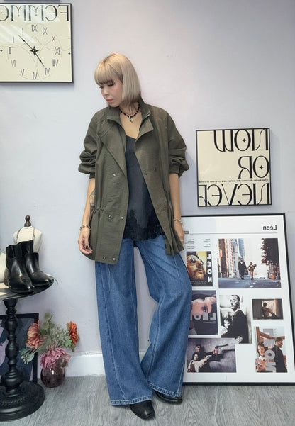 Fake two piece tunic zip jacket